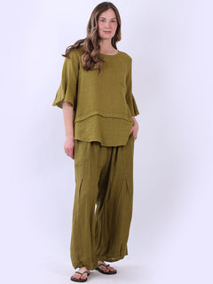 Plain Linen Top Olive