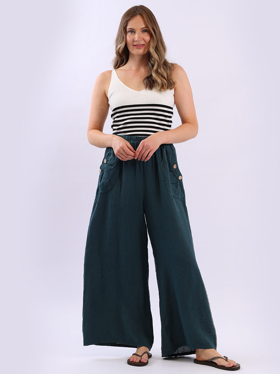 Wide Leg Linen Palazzo Teal