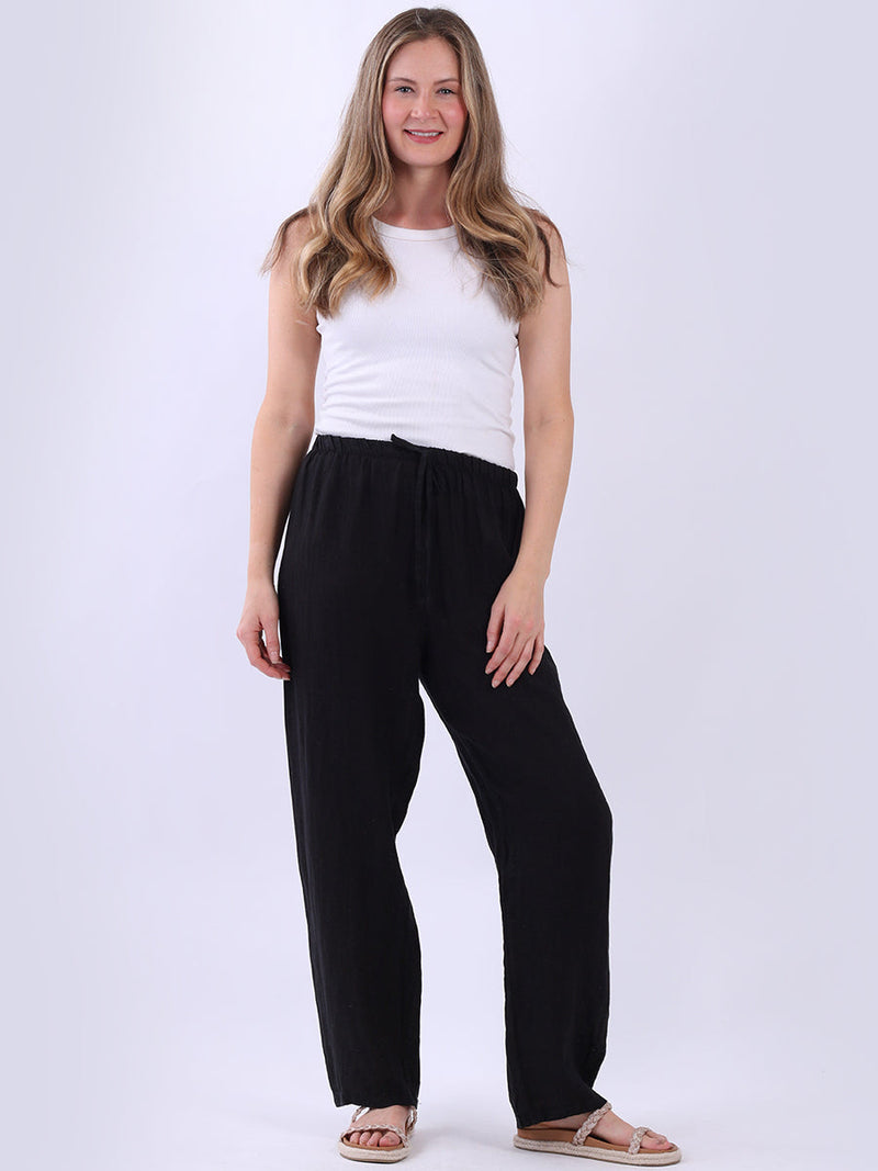 Plain Linen Pant Black