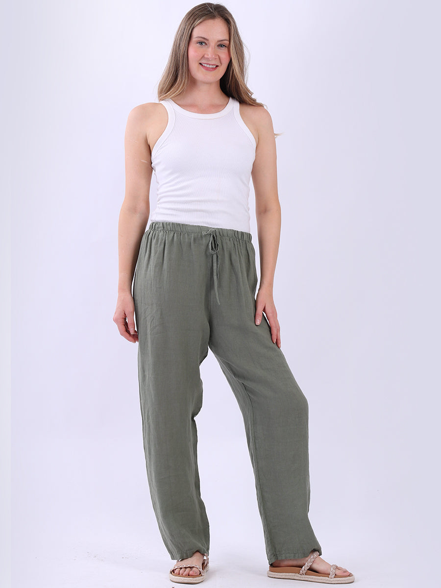 Plain Linen Pant Khaki