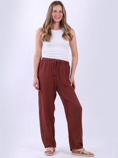 Plain Linen Pant Rust