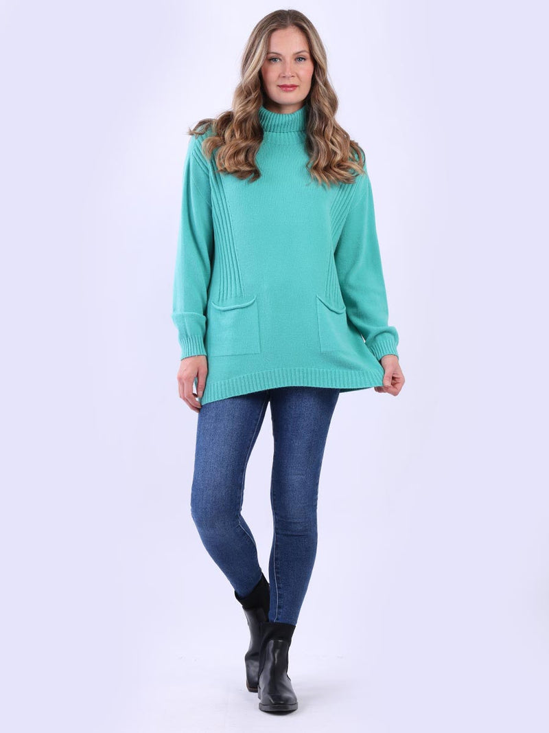 Cable Knit Solid Jumper Aqua
