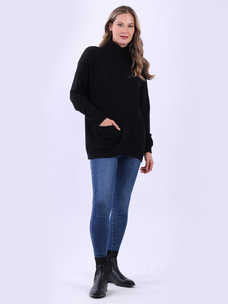 Cable Knit Solid Jumper Black