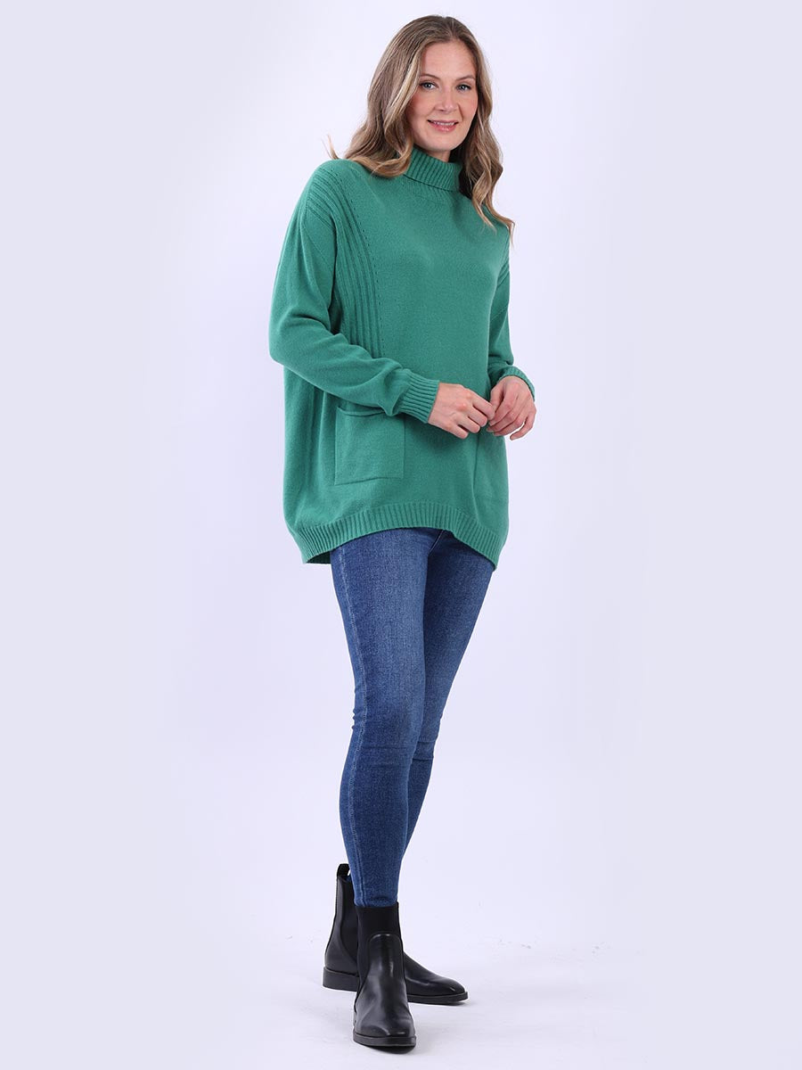 Cable Knit Solid Jumper Green