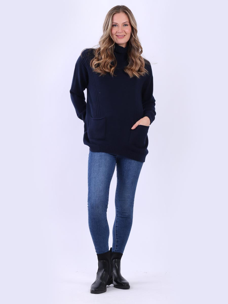 Cable Knit Solid Jumper Navy