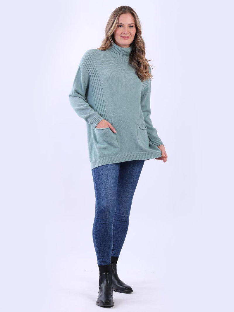 Cable Knit Solid Jumper Ocean Blue