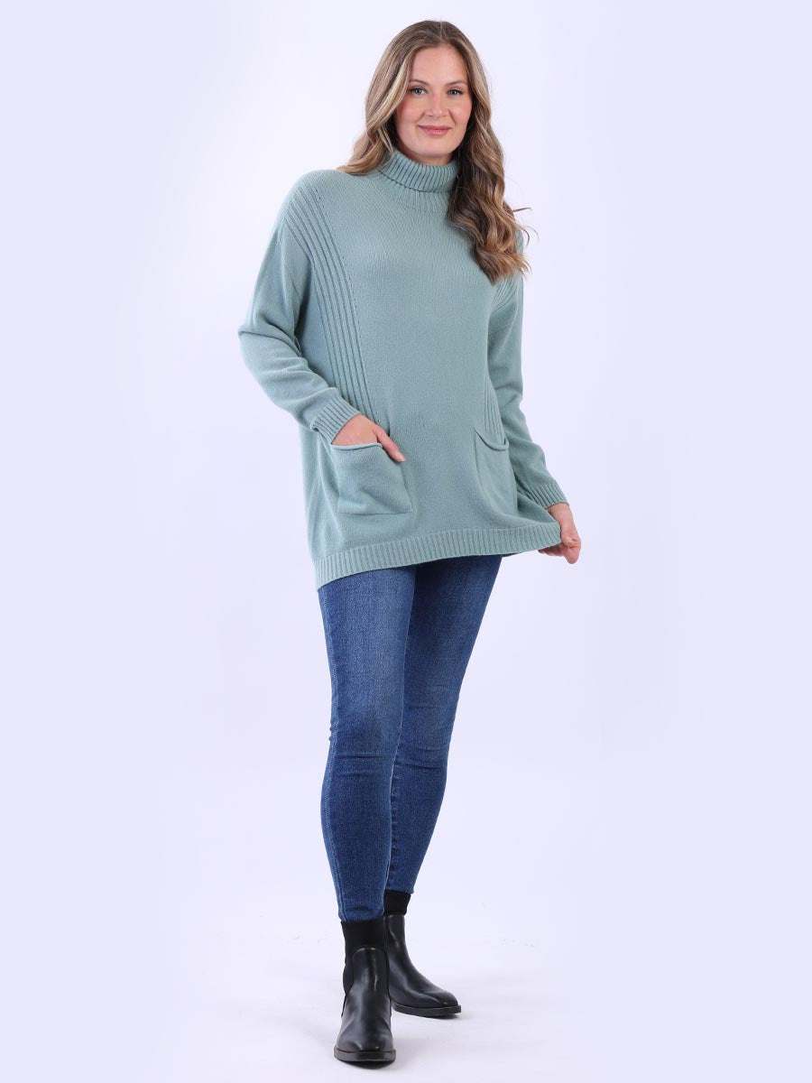 Cable Knit Solid Jumper Ocean Blue
