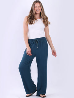 Solid Cotton Summer Pants Teal