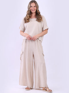 Vintage Wash Plain Crop Top Beige