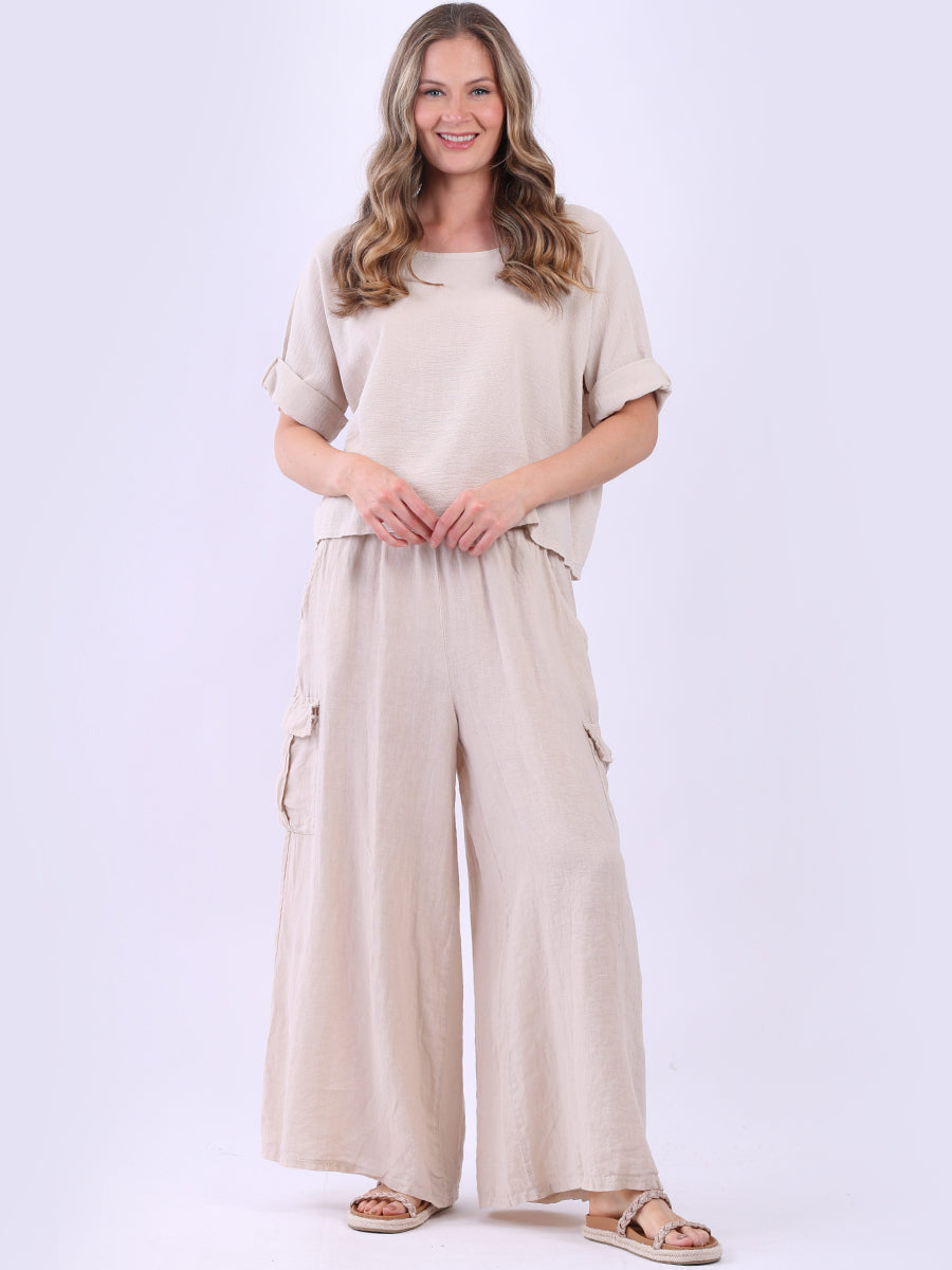 Vintage Wash Plain Crop Top Beige