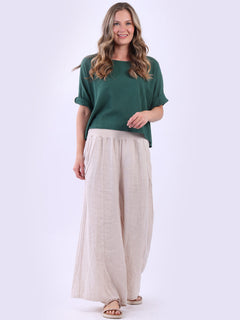 Vintage Wash Plain Crop Top Bottle Green