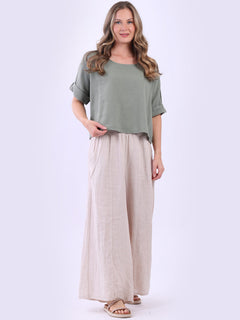 Vintage Wash Plain Crop Top Khaki