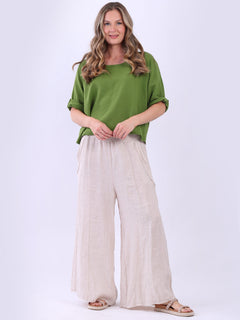 Vintage Wash Plain Crop Top Olive