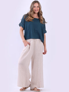 Vintage Wash Plain Crop Top Teal