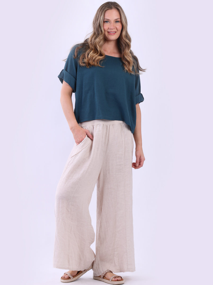 Vintage Wash Plain Crop Top Teal
