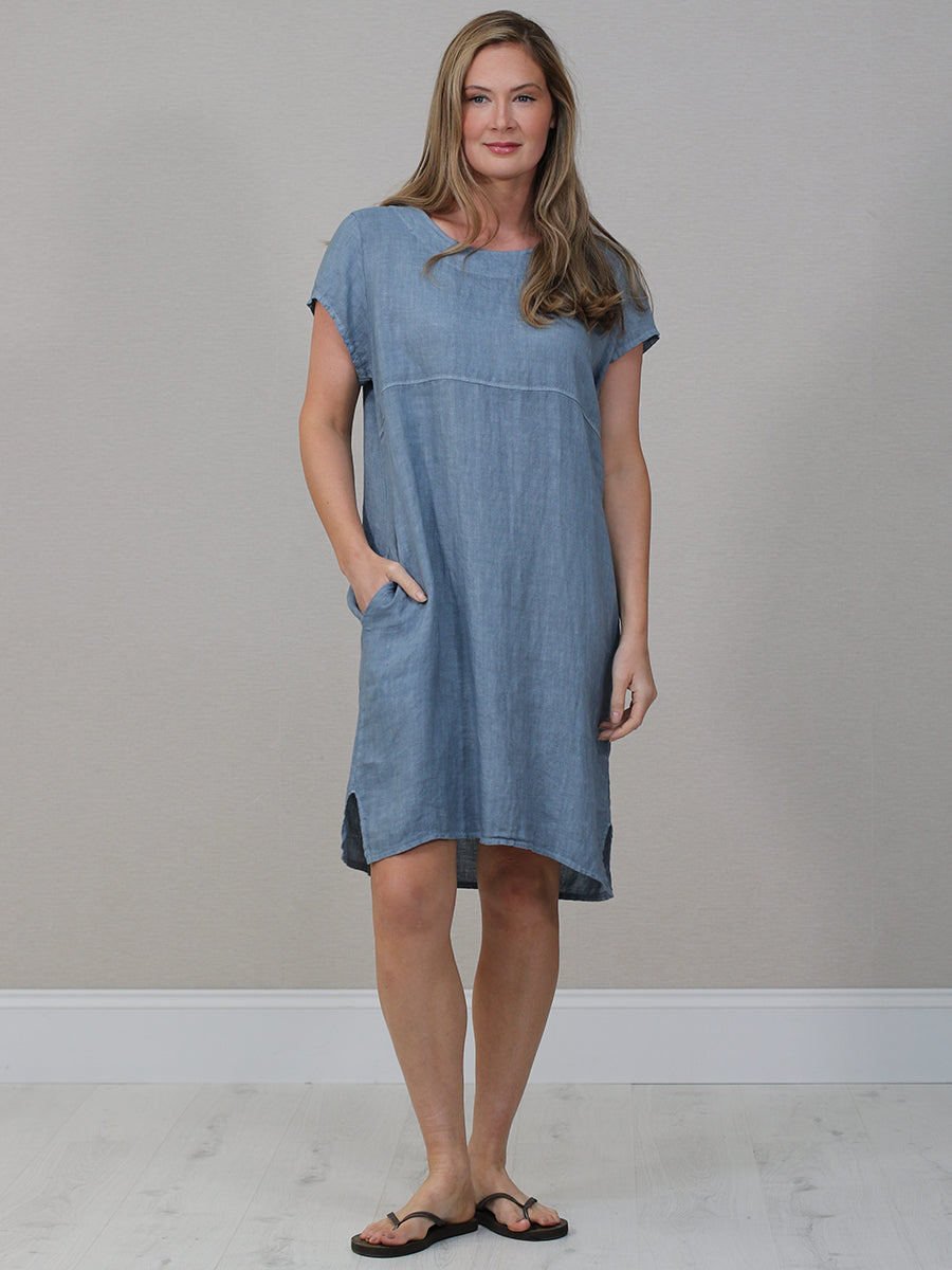 Linen Midi Dress Denim
