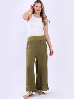 Wide Leg Solid Pants Olive