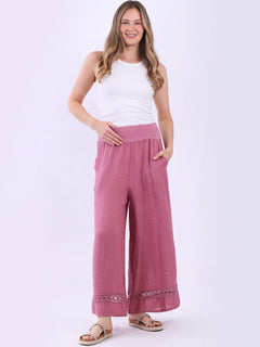 Wide Leg Solid Pants Raspberry