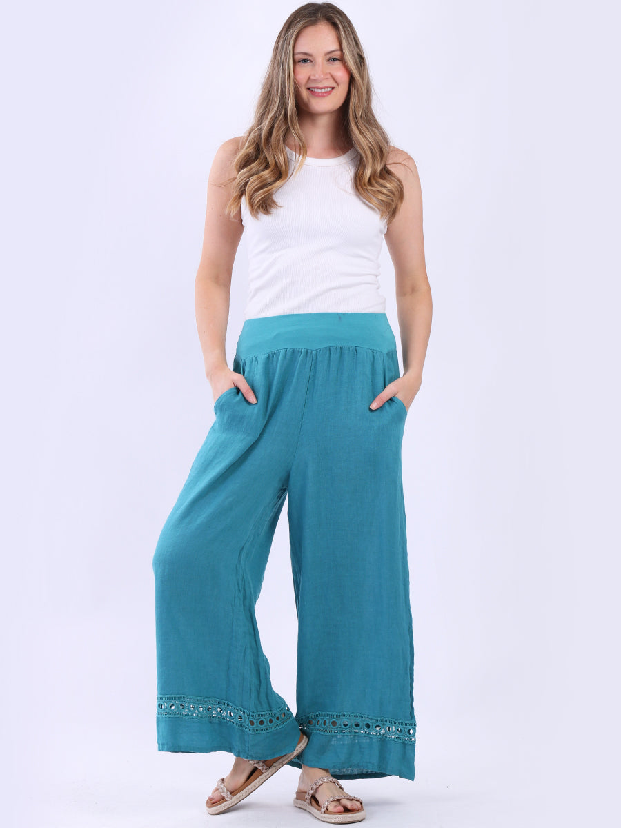 Wide Leg Solid Pants Teal