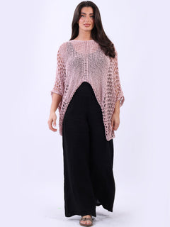 Crochet Knit Beach Top Pink