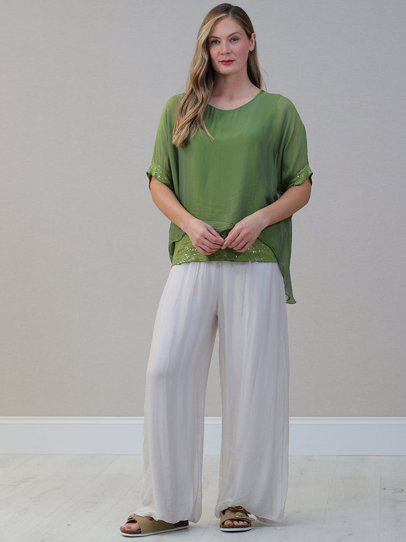 Silk Tunic Top Olive