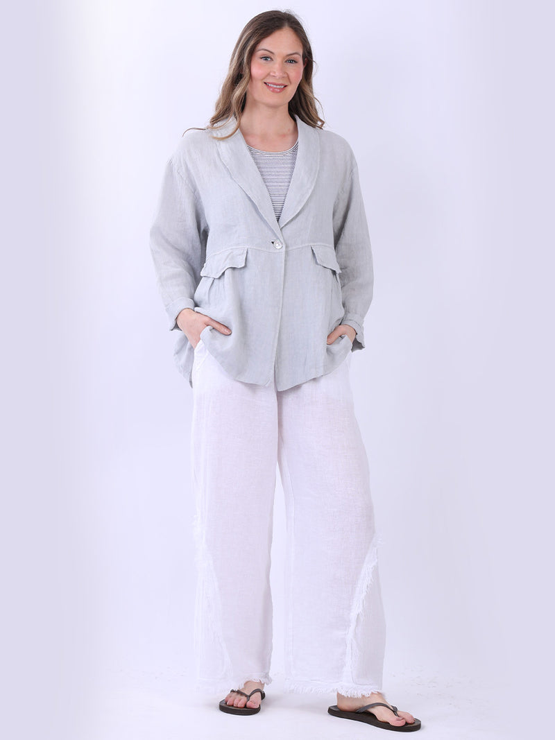 Plain Linen Jacket Silver
