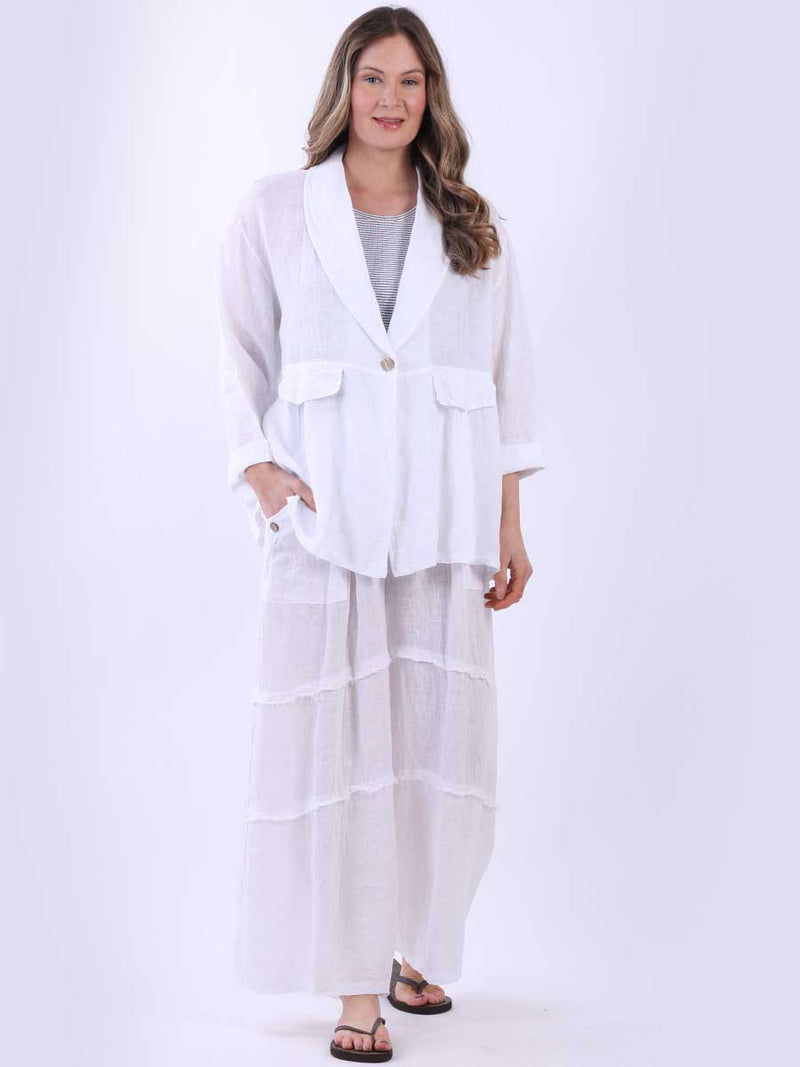 Plain Linen Jacket White