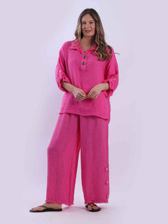 Plain Linen Top Fuchsia