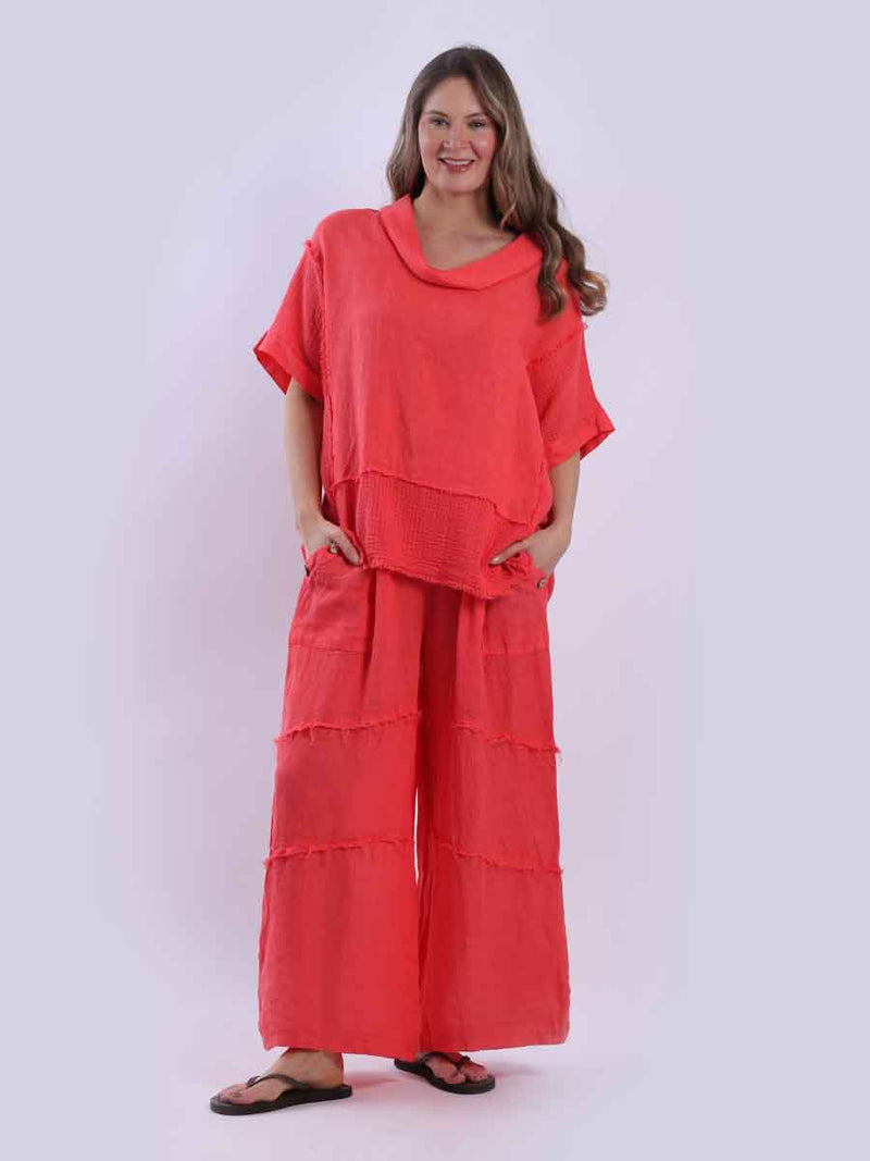 Solid Linen Top Coral