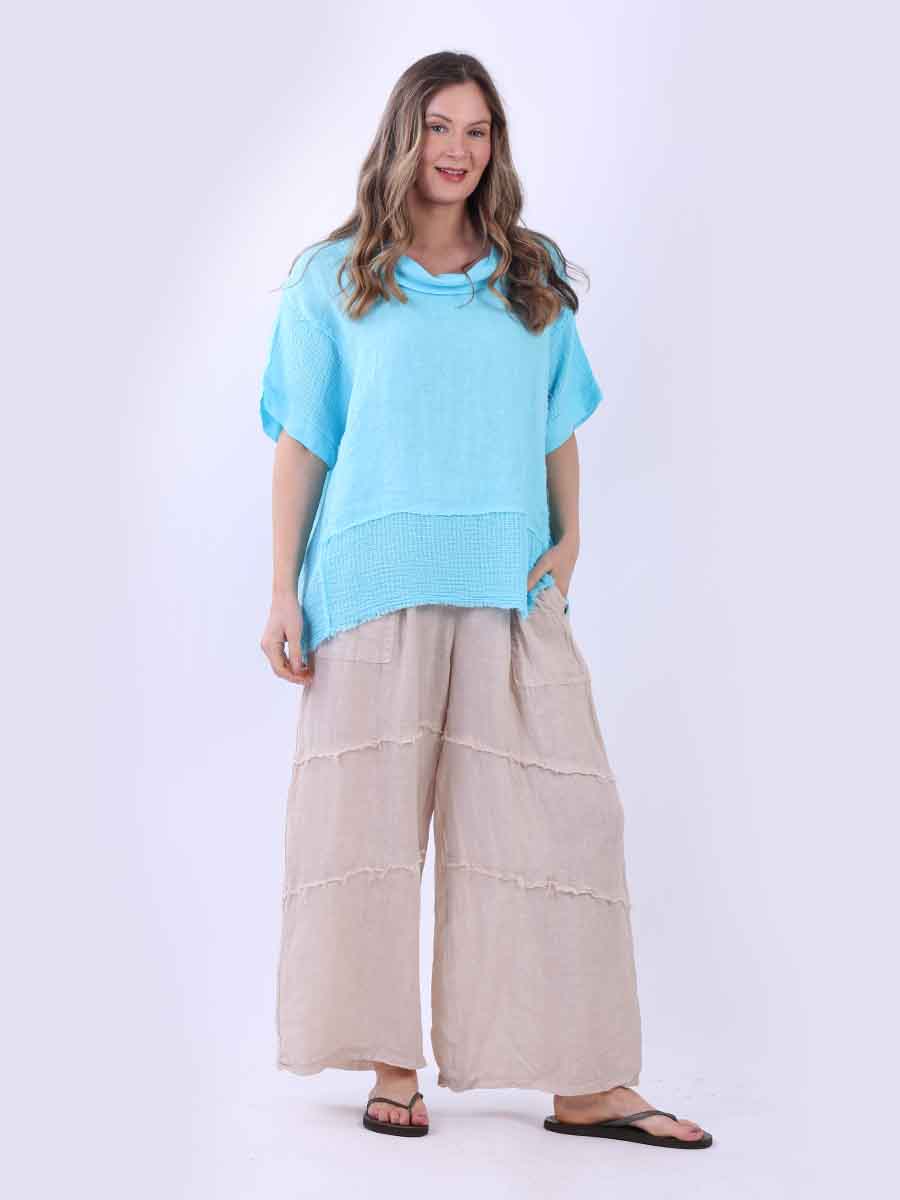 Solid Linen Top Turquoise