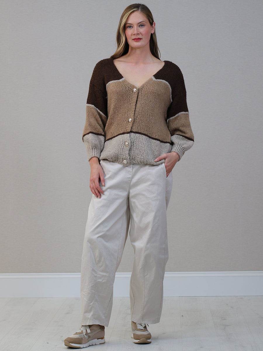 Button Down Knitted Cardigan Chocolate