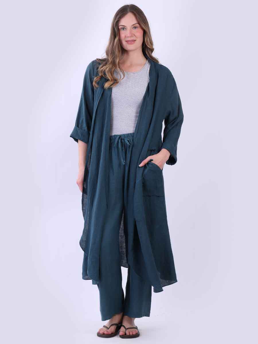 Sold Linen Cardigan Teal