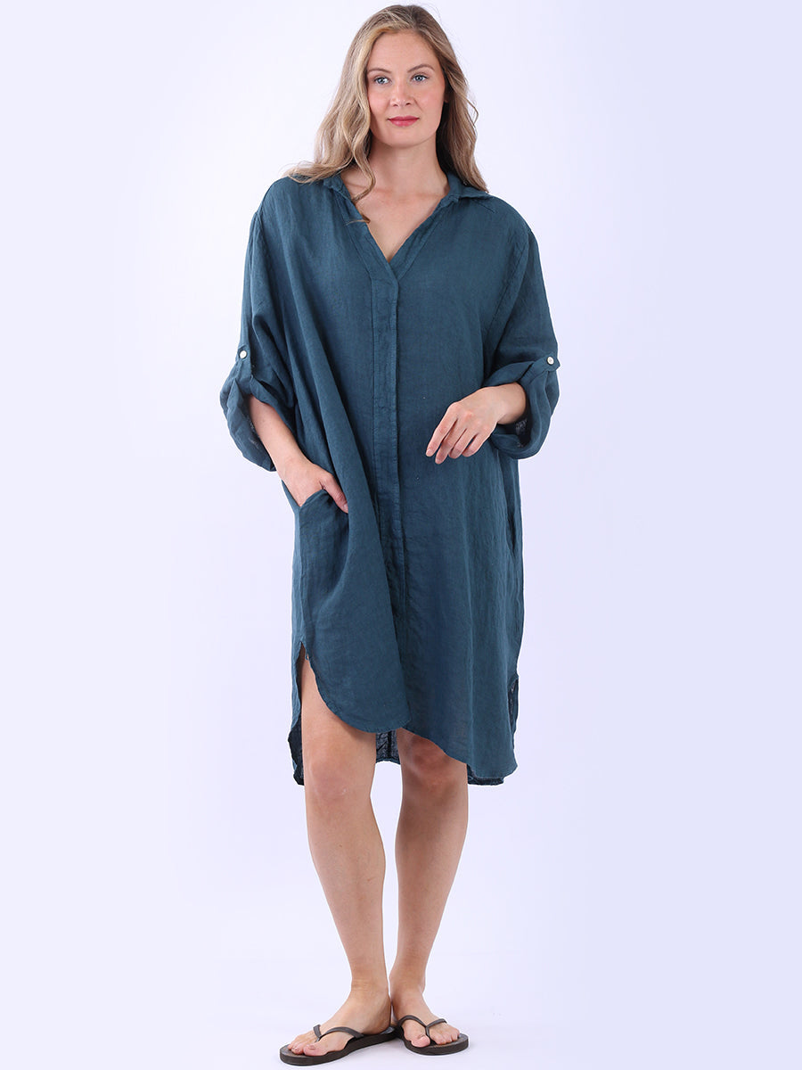 Oversized Linen Dress Teal