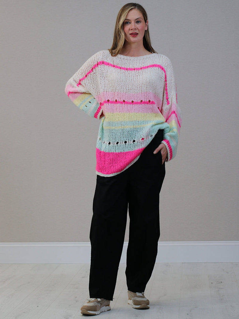 Plus Size Wool Knitted Jumper Beige