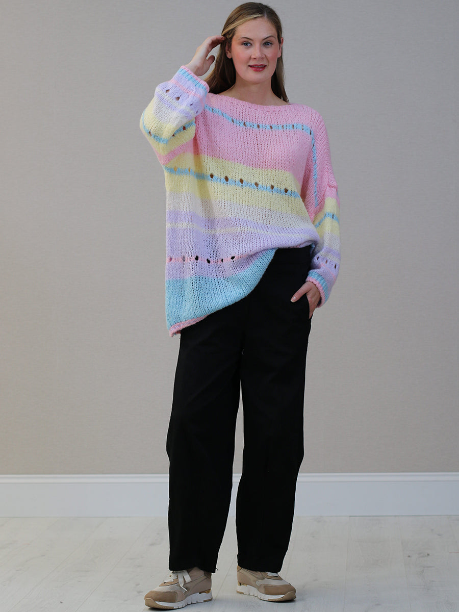 Plus Size Wool Knitted Jumper Pink