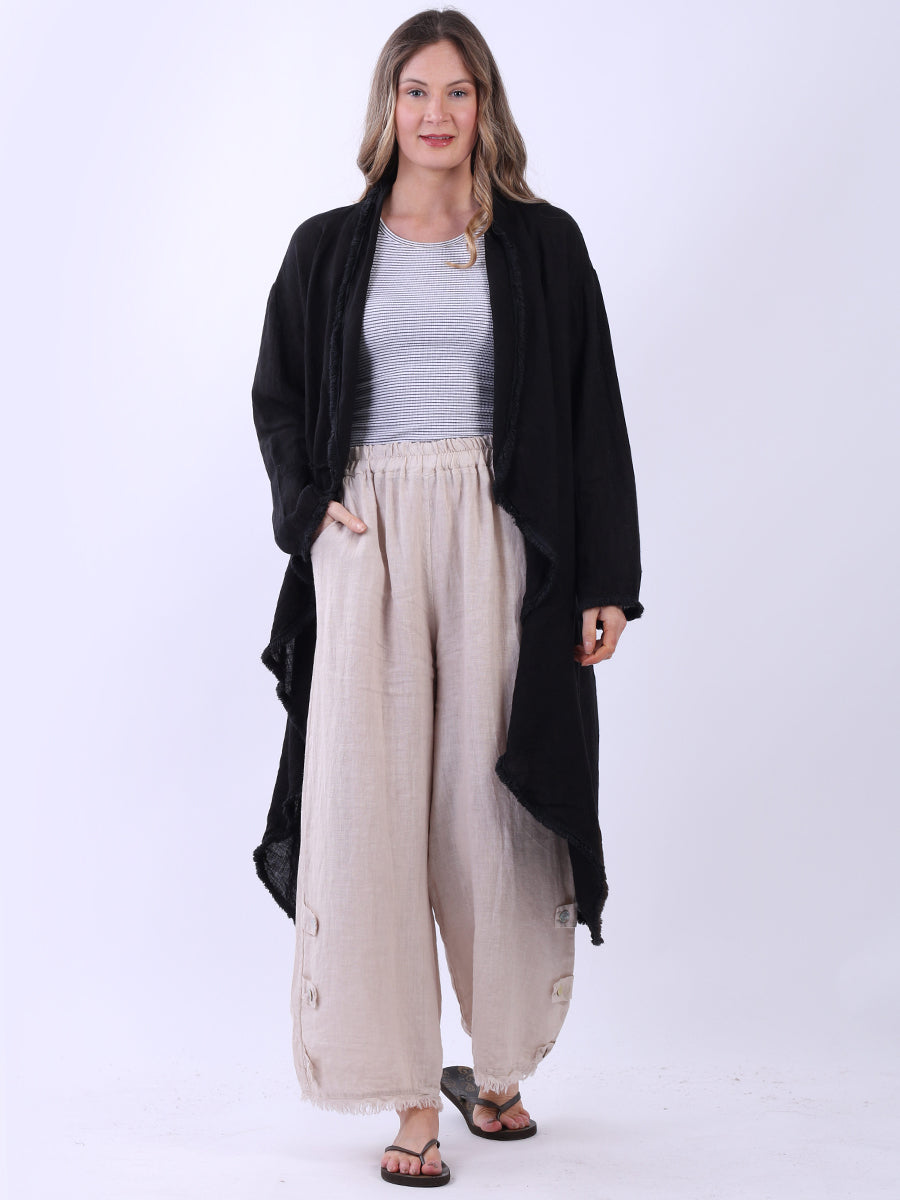 Plain Linen Cardigan Black
