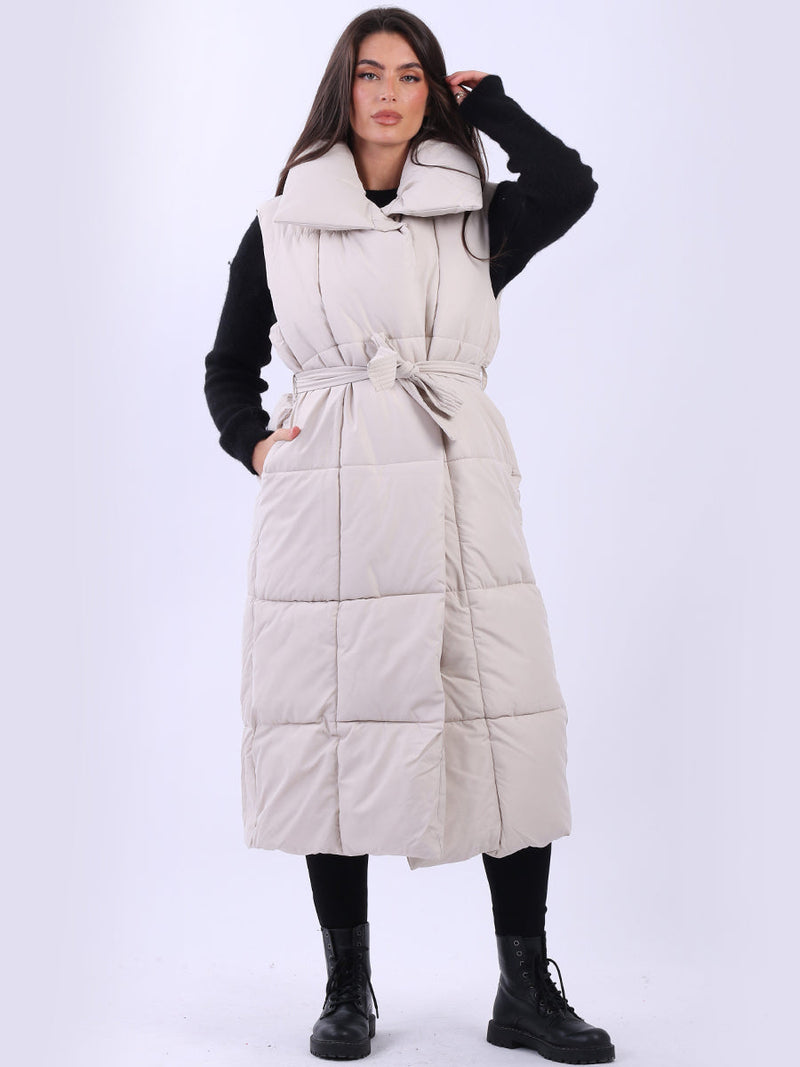 Oversized Puffer Gilet Beige