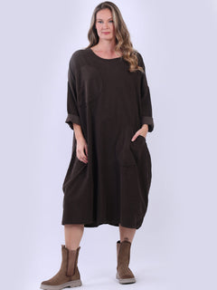 Cotton Oversized Slouchy Dress Chocolate