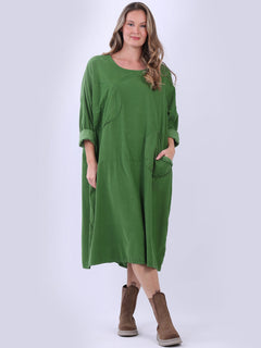 Cotton Oversized Slouchy Dress Olive