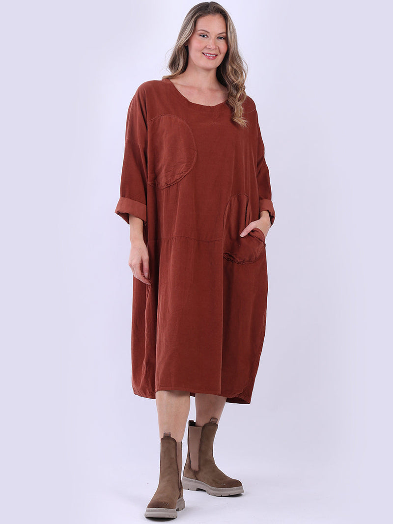 Cotton Oversized Slouchy Dress Rust