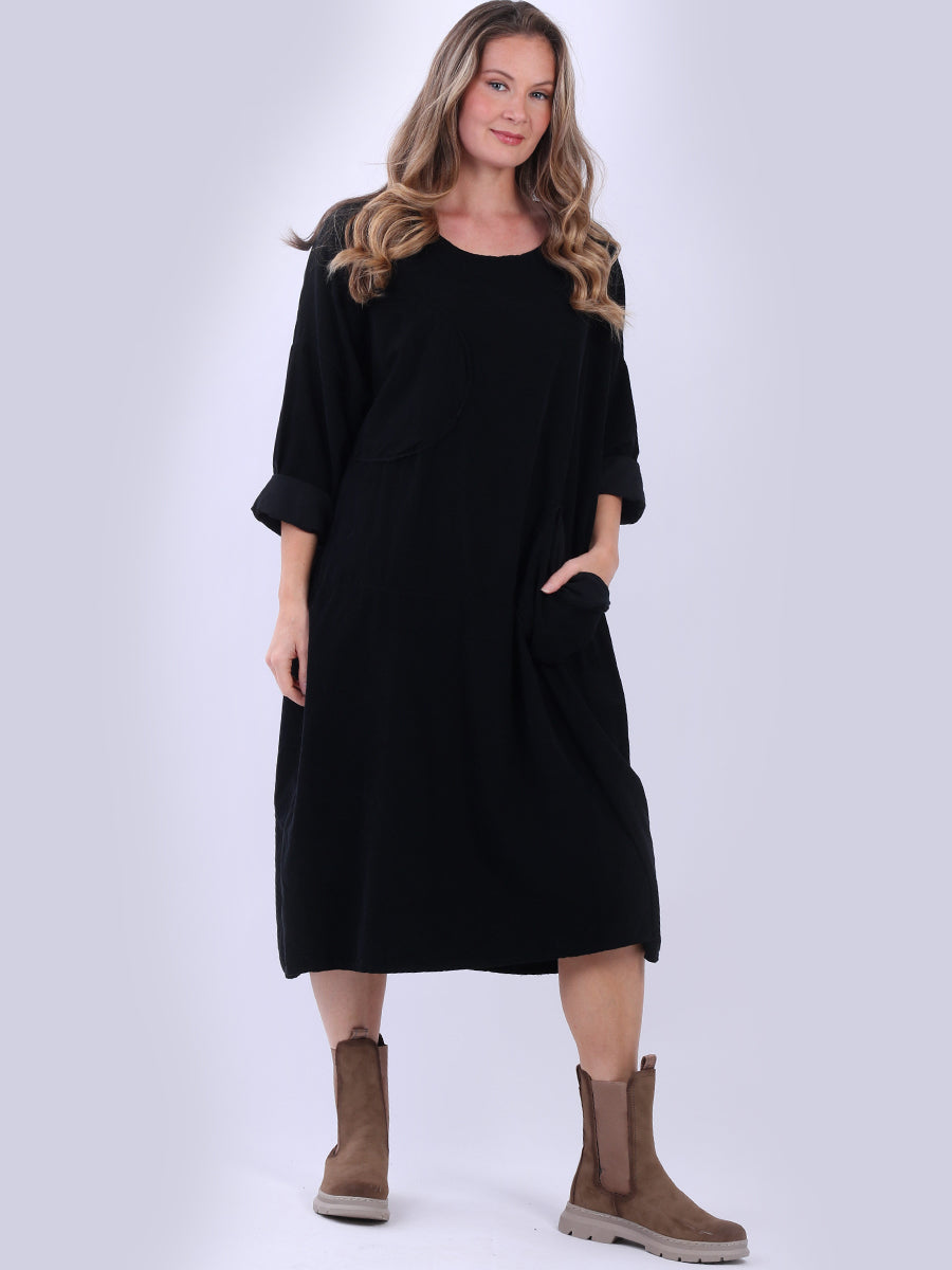 Cotton Oversized Slouchy Dress Black