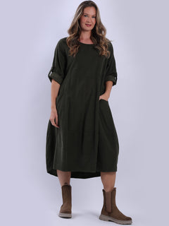 Oversized Cotton Corduroy Dress Khaki