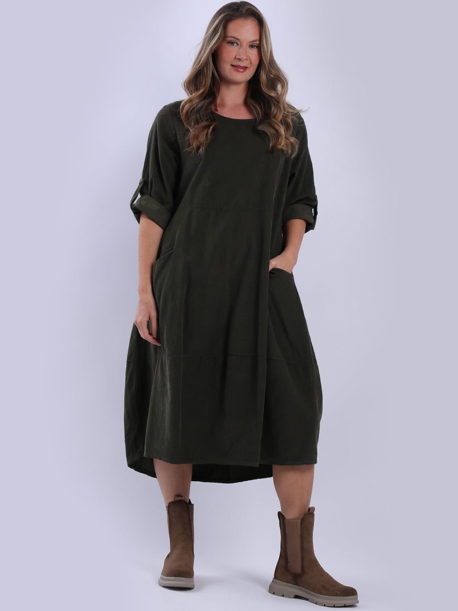 Oversized Cotton Corduroy Dress Khaki