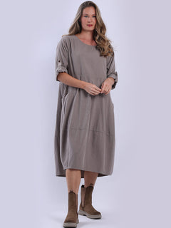 Oversized Cotton Corduroy Dress Mocha