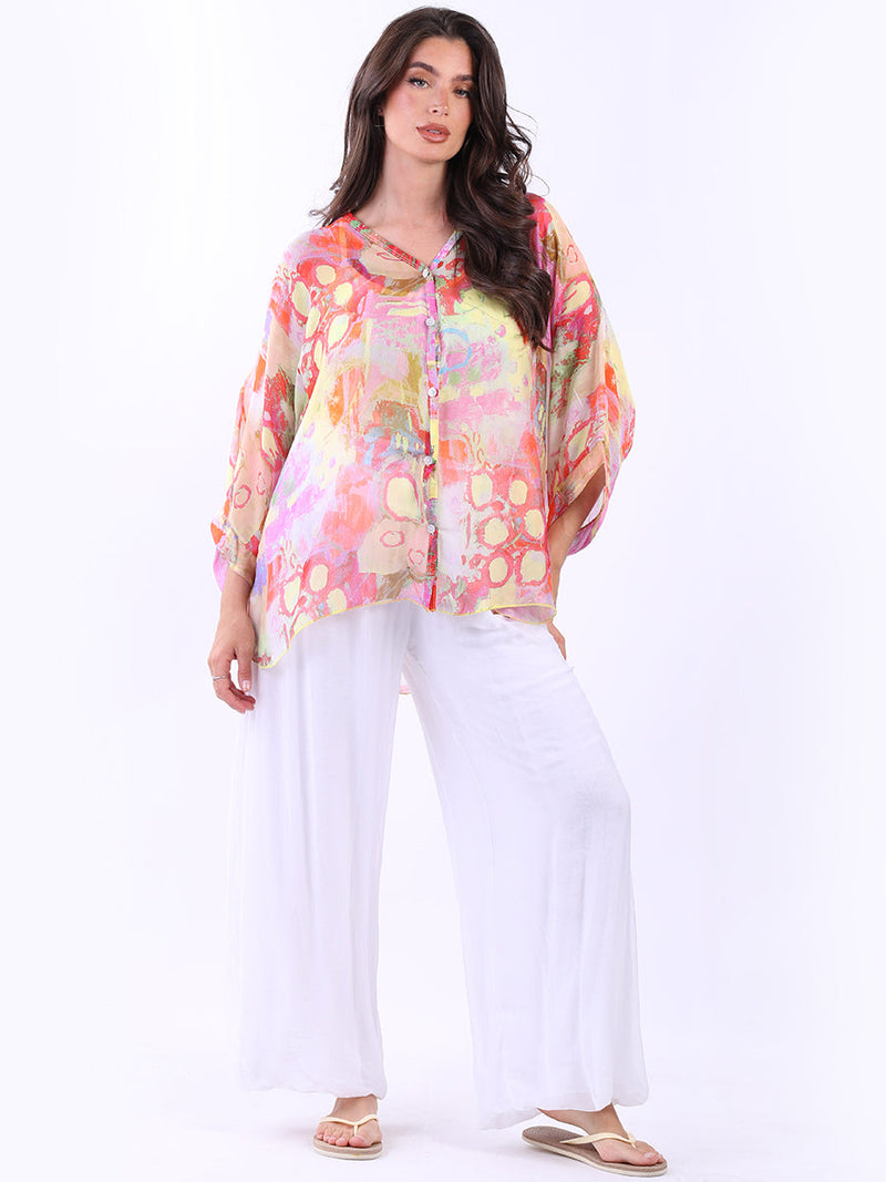 Oversized Silk Shirt Orange