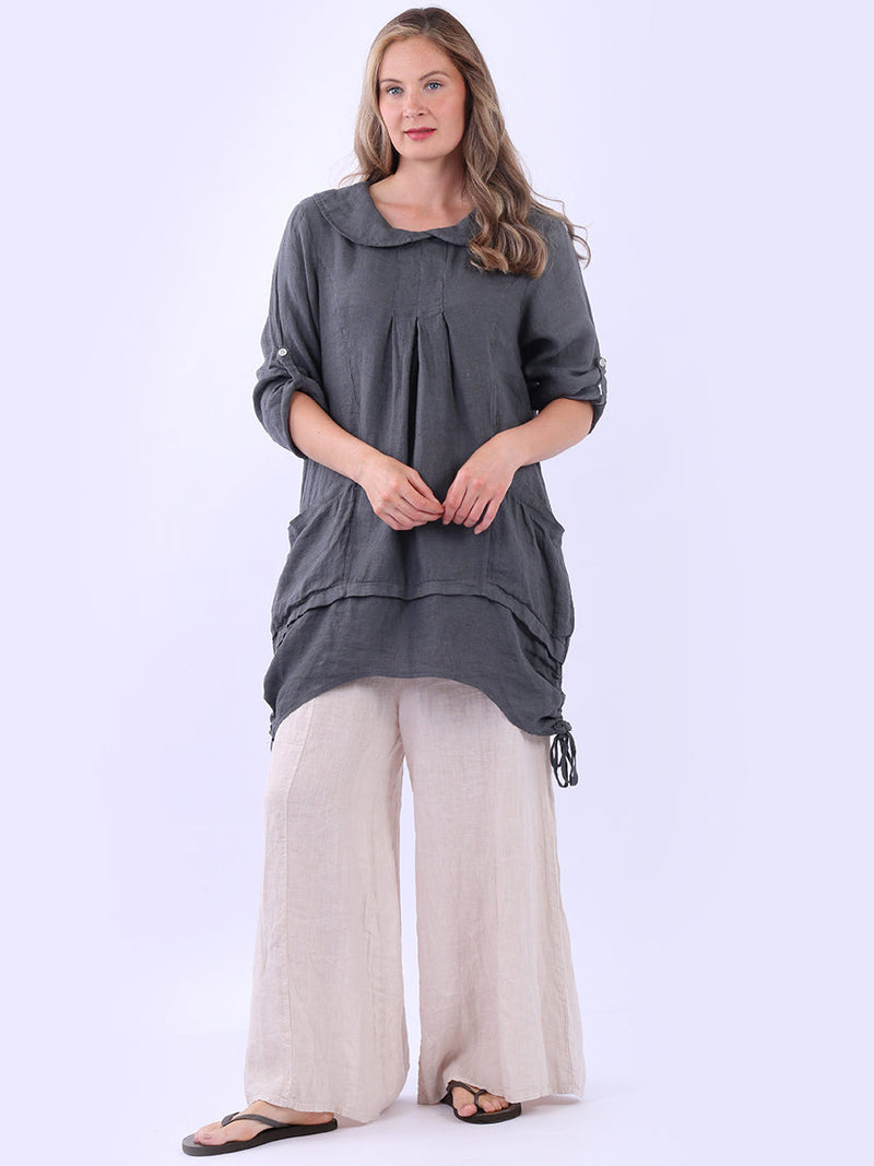 Linen Lagenlook Top Charcoal