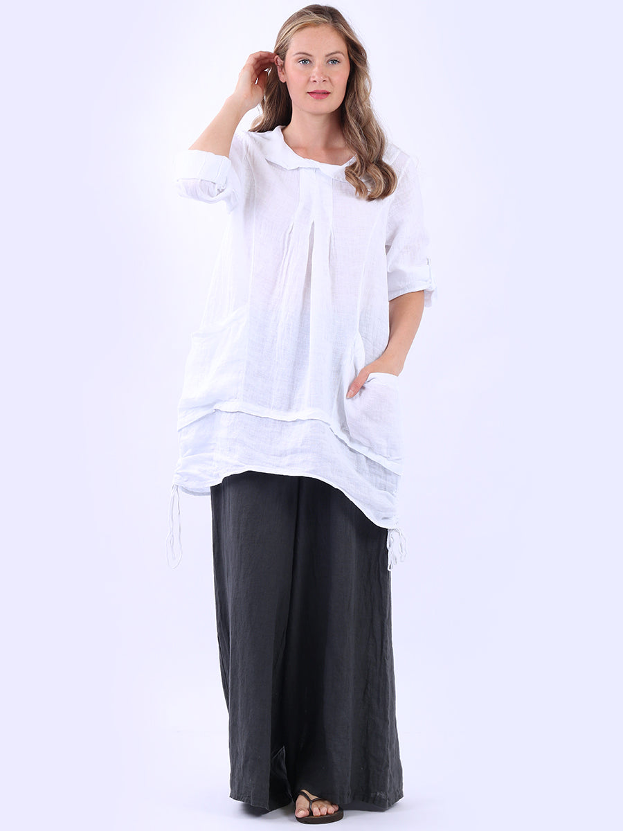 Linen Lagenlook Top White
