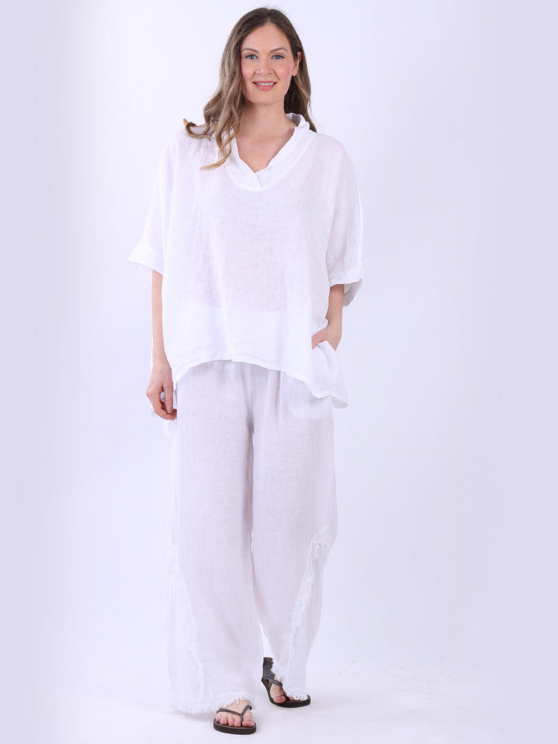 Linen Lagenlook Top White