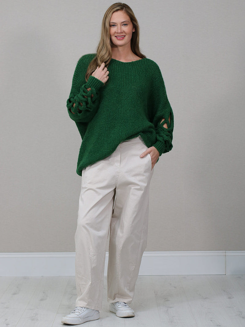 Plus Size Woolen Jumper Bottle Green