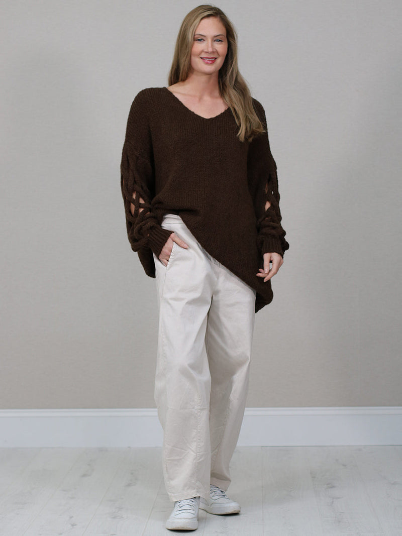 Plus Size Woolen Jumper Chocolate